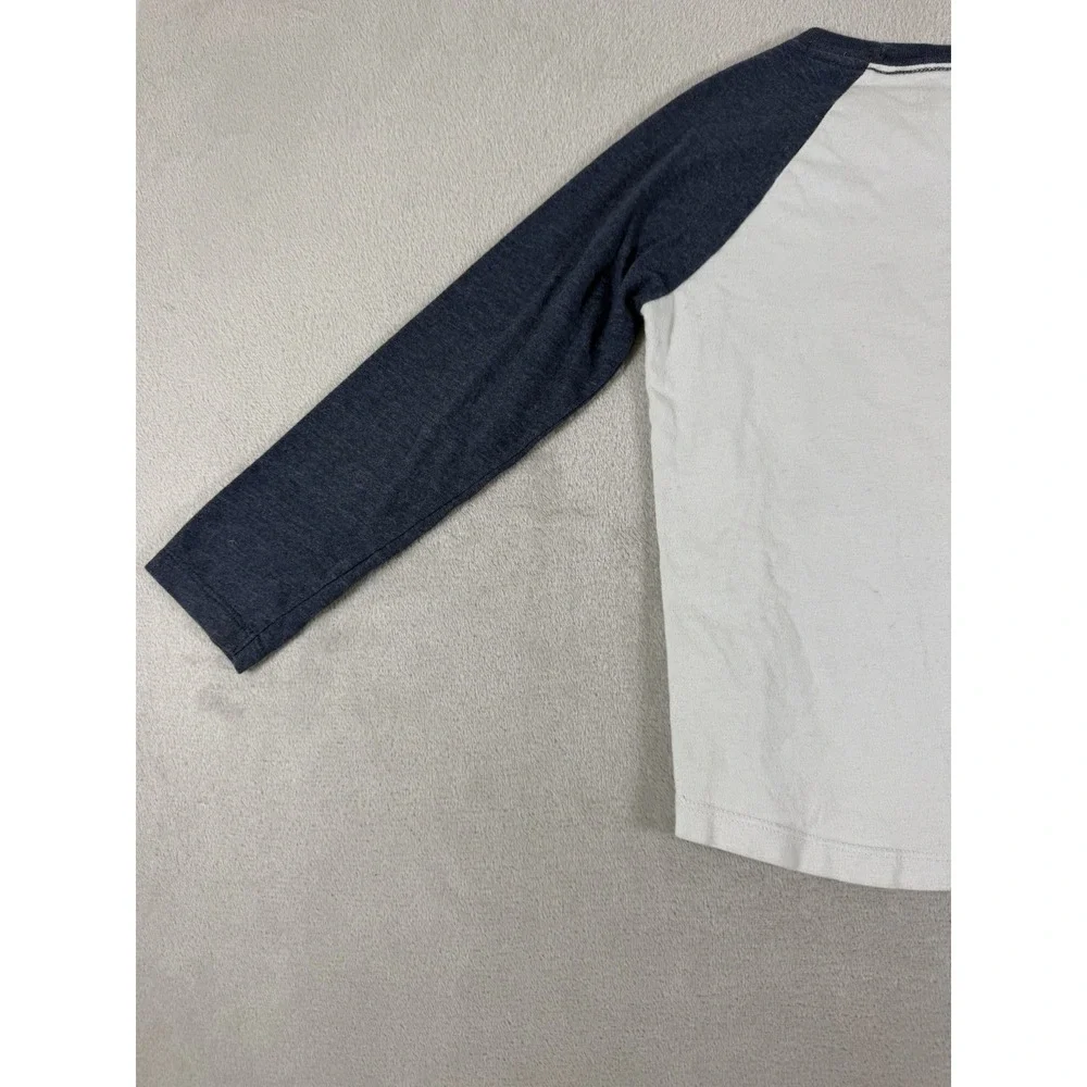 Old Navy Minecraft Graphic Raglan Long Sleeve T-Shirt Boys Size S 6-7 Blue Gray